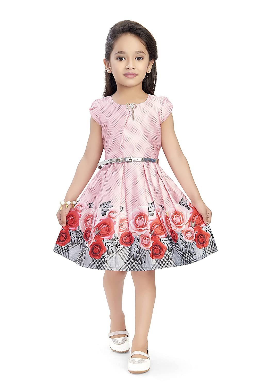 Doodle Girl's Dresses, Frock for Girls, Round Neck Satin Dress, Girls Wear