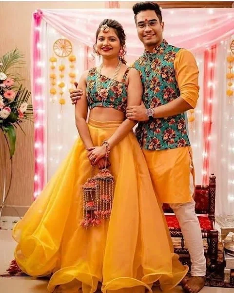 Ravishing Yellow Haldi Special Couple Wedding Dress