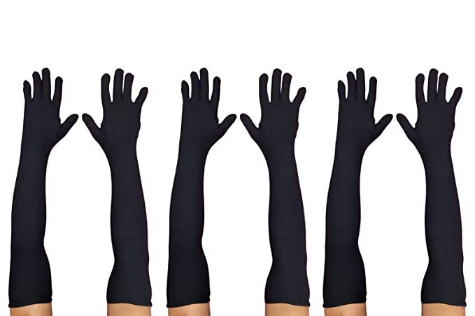 MUKHAKSH (Combo of 3 Pairs = 6 Black Gloves) Unisex Men Women Boys Girls Pure Cotton Black Skin Full Arm Sleeves Gloves for Bikes Scooter Scooty Trekking Jogging at Beach for Sports