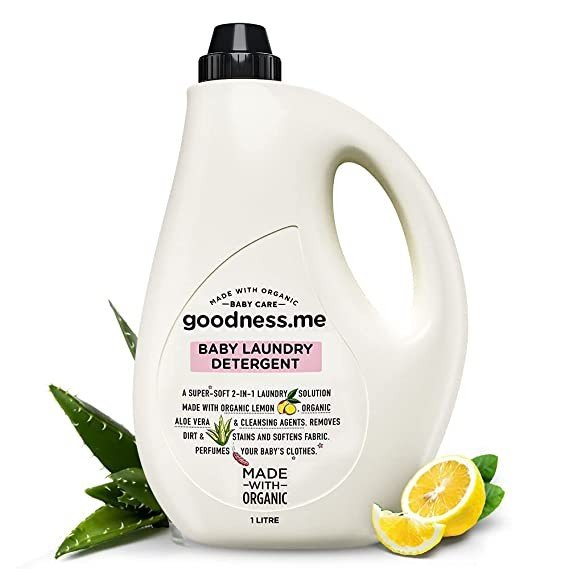 goodnessme Made with Organic 2-in-1 Baby Laundry Detergent & Conditioner, 1L | pH Balanced, Colour Protection, Derma Tested, Hypoallergenic