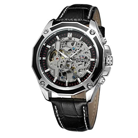 FORSINING Men's Skeleton Hand Wind Mechanical Watch