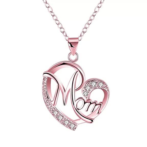 Mahi Rose Gold Plated Dual Heart Pendant with chain for Mom with White Crystal Stones PS1101698Z