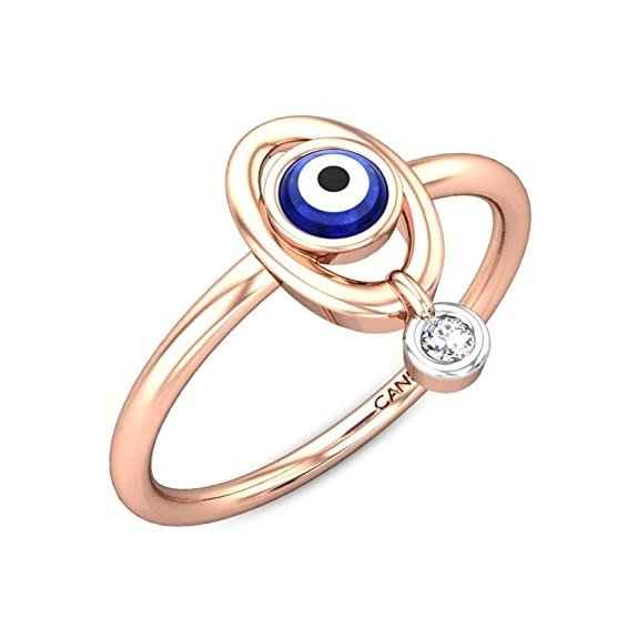 Kalyan Jewellers Evil Eye BIS hallmarked 14K/18K Gold and Certified Diamond Ring For Women