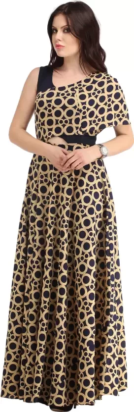 Women Gown Gold, Blue Dress