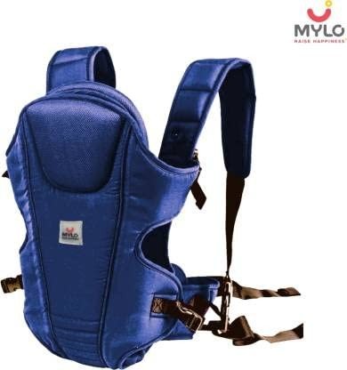 Mylo Essentials Baby Carrier Bag for 0 to 2 Year Baby - Lightweight, Ergonomic, 3 in 1 Front, Back & Head Support Kangaroo Bag, Max Weight Upto 15kg, with Adjustable Buckle Strap (Blue)