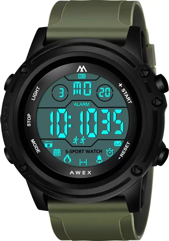 AW-1002 Green Army Digital Sports Watch Green Sports Digital Watch Digital Watch - For Men