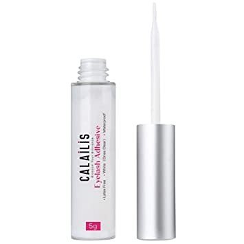 CALAILIS False Eyelash Glue, Lash Adhesive Super Strong Hold Waterproof Eyelashes Glue White 5g