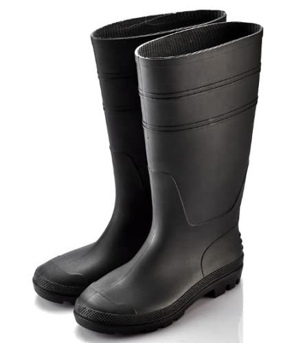 DARIT Men's Waterproof Durable Rubber Outdoor Gumboots with Highly Designed Sturdy Grip (Black)