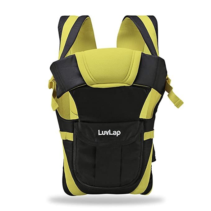 LuvLap Elegant Baby Carrier with 4 carry positions, for 4 to 24 months baby, Max weight Up to 15 Kgs (Black & Green)