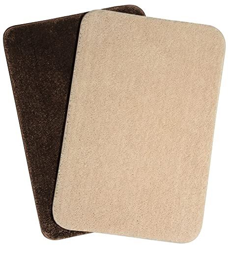 Saral Home Microfiber Anti-Skid Bath Mat Pack of 2 (Beige & Brown, 40X60 cm)