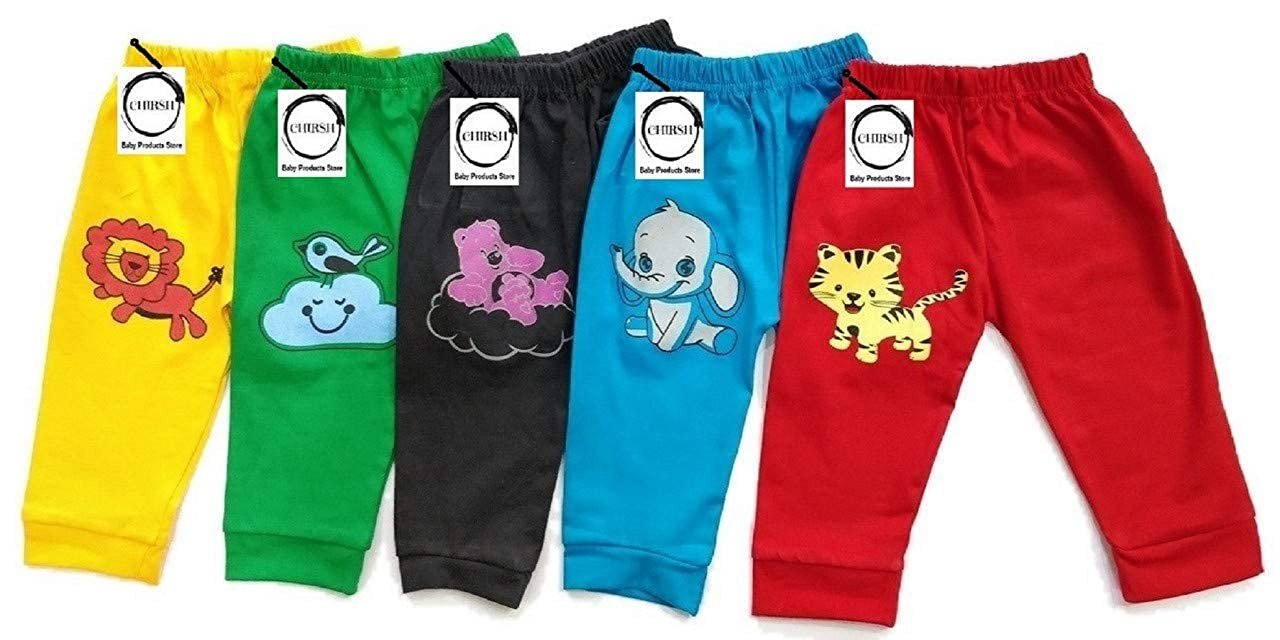 Chirsh Baby Boys and Girls Soft Cotton Pajama Pants Bottoms Lowers For Kids (Pack of 5)