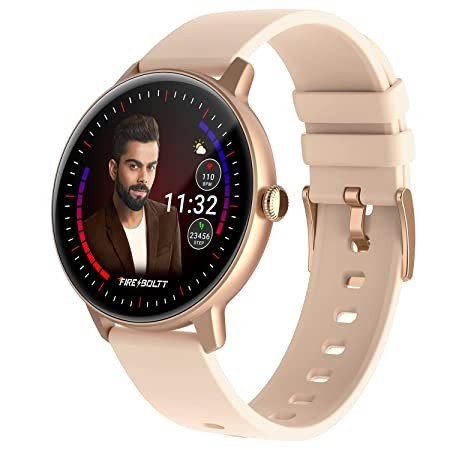 Fire-Boltt Incredible 1.3" AMOLED 360X360 Pixel Resolution Smartwatch with Real Time SpO2, Heart Rate Tracking, 100+ Cloud Faces & 28 Sports Mode, Inbuilt Games (Rose Gold),Free