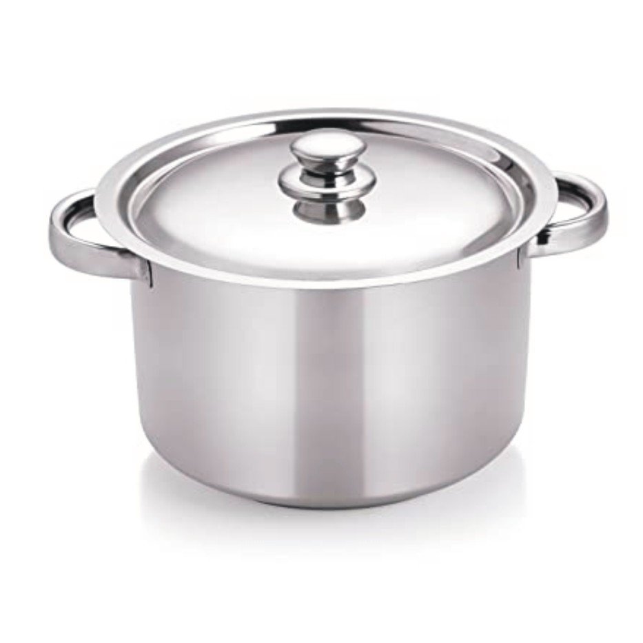 Chef Direct Stainless Steel Stock Pot with lid 10.0 Liters - Silver 28cm (Diameter 28 CM, Height 18.1 CM)