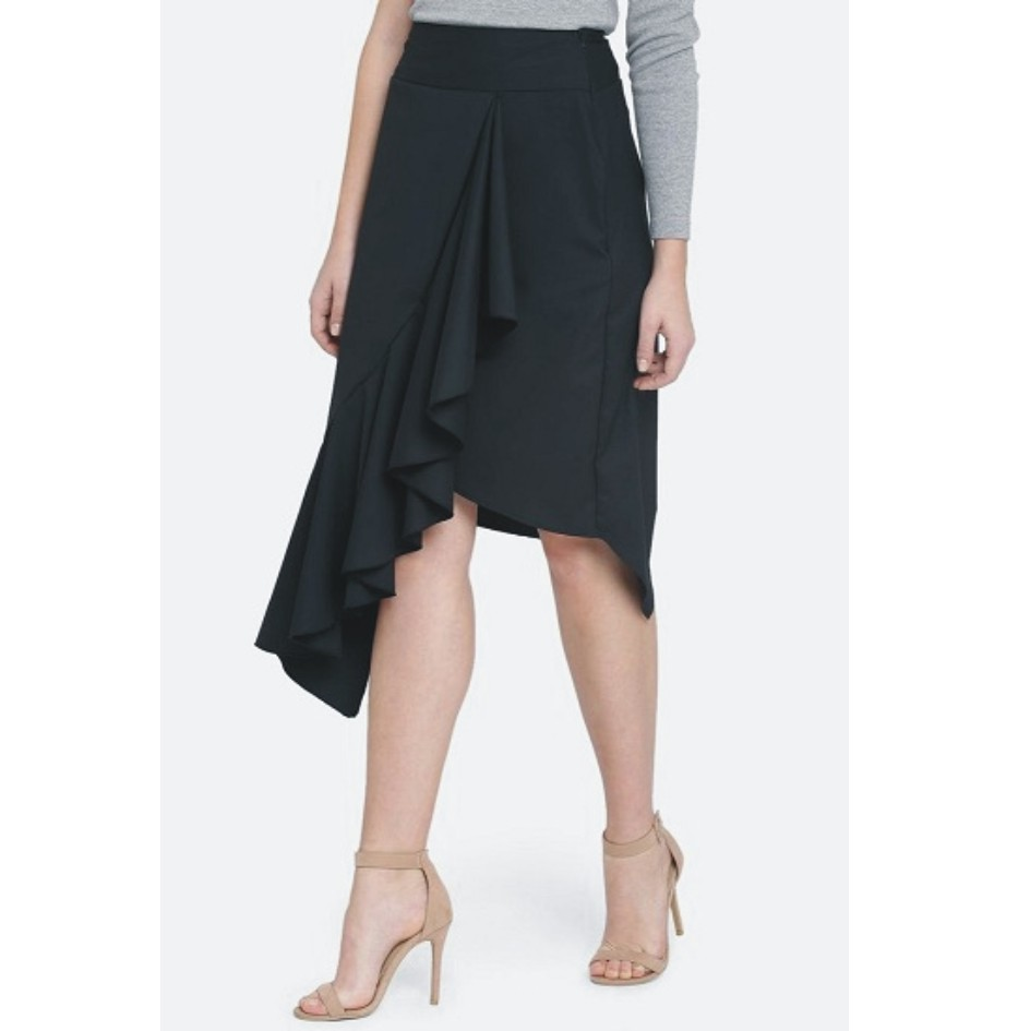 Women Solid Pencil Black Skirt