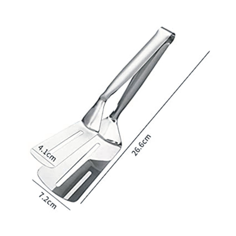 Giffy® New BBQ Cooking Tool Frying Turner Double Sided Spatula Multi-Functional Stainless Steel Food Flipping Clip Steak Tong Food Clamp - 10 Inch