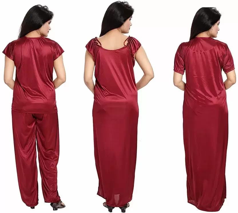 Women Nighty with Robe  (Maroon)