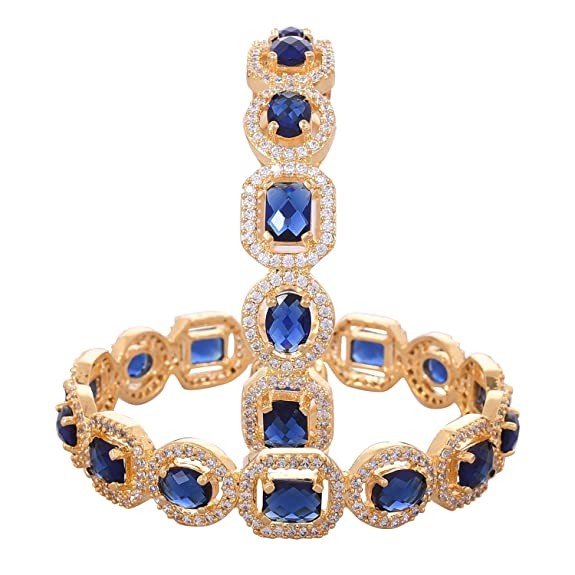 Ratnavali Jewels Brass Gold Plated and American Diamond Bangles for Women & Girls