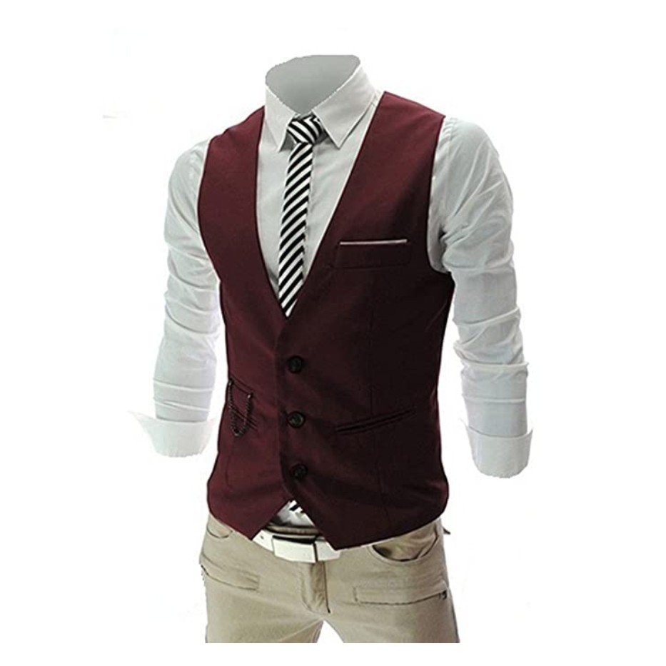 00RA WITH AS LOGO Men Slim Fit Cotton Blend Waistcoat Half Jacket (Silver, 36)