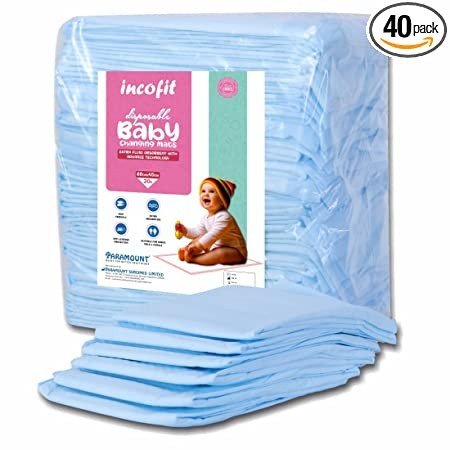 Incofit Baby Disposable Underpad | Changing Mats | Changing Pads | Baby Waterproof Pads | Waterproof Diaper | Breathable Underpads | Bed Protector With 100% Water Proof Non Slip Back Sheet -Size : 60