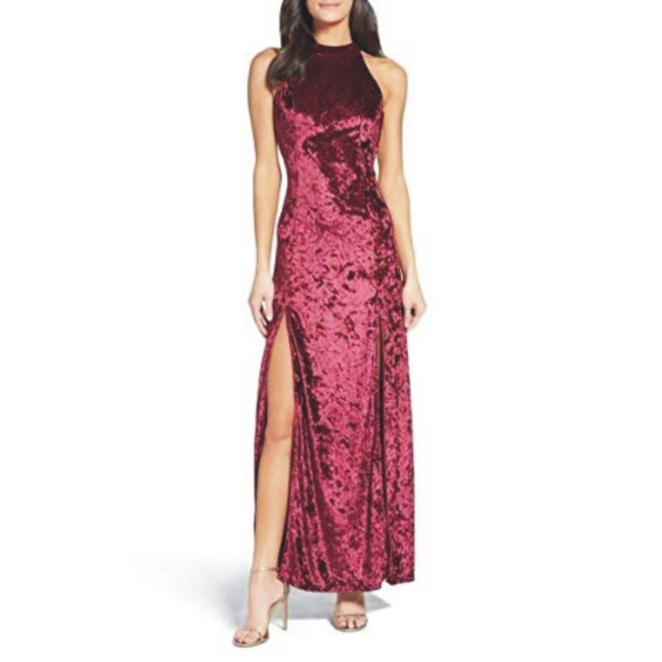 Rimsha Wear Women's A-Line Maxi Dress (RW2019-P_Burgundy)