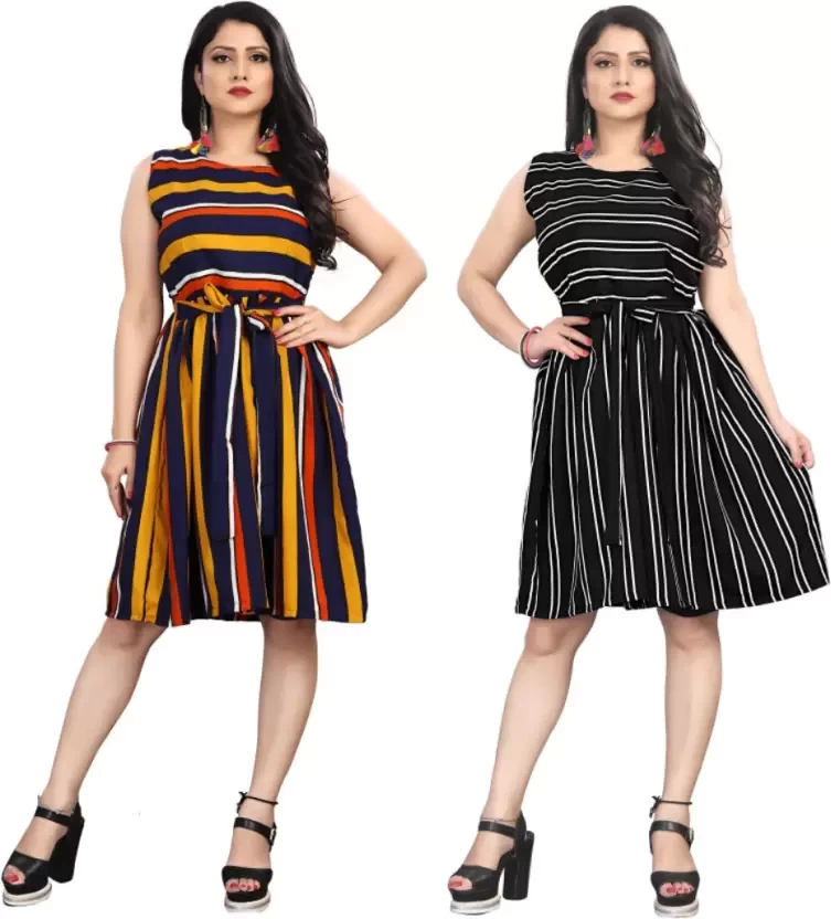 Women Fit and Flare Multicolor Dress