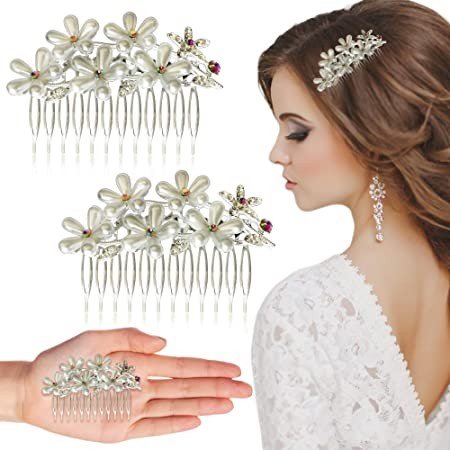 Sanas Hair Bun Accessories 1 Pcs Bridal Hair Accessories For Wedding Comb Clips Hair Decoration Accessories Hair Flowers Accessories For Bride Hair Brooch Floral Metal Hair Clips Fancy Trendy Stylish