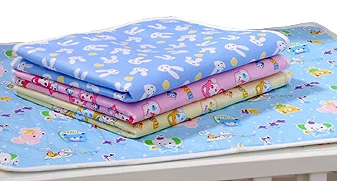 Teri Beri Nappy Changing Mat/Sleeping mats/Water Proof Bed Protector with Foam Cushioned for New Born Baby Sheets (Colours & Prints Vary) (Pack of 3, 0-3 Months)