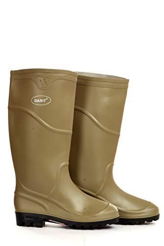 DARIT Gumboots Dual Density High Ankle With Exceptional Grip on the Smooth Surface -Ultra Slip-Resistant Injection Molded Gum Boot(beige)