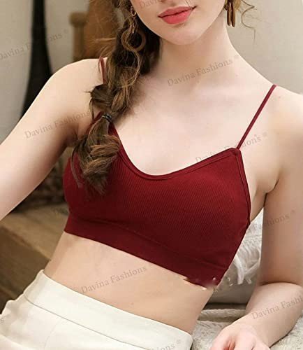 DAVINA FASHIONS Camisole Sports Yoga Tank top with Straps for Women's and Girls Free Size (26 to 34 Bust-Size) (Removable Pad)