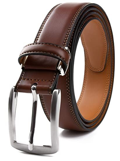 CONTACTS Men's Genuine Leather Pin Buckle Belt | Leather Belt for Men