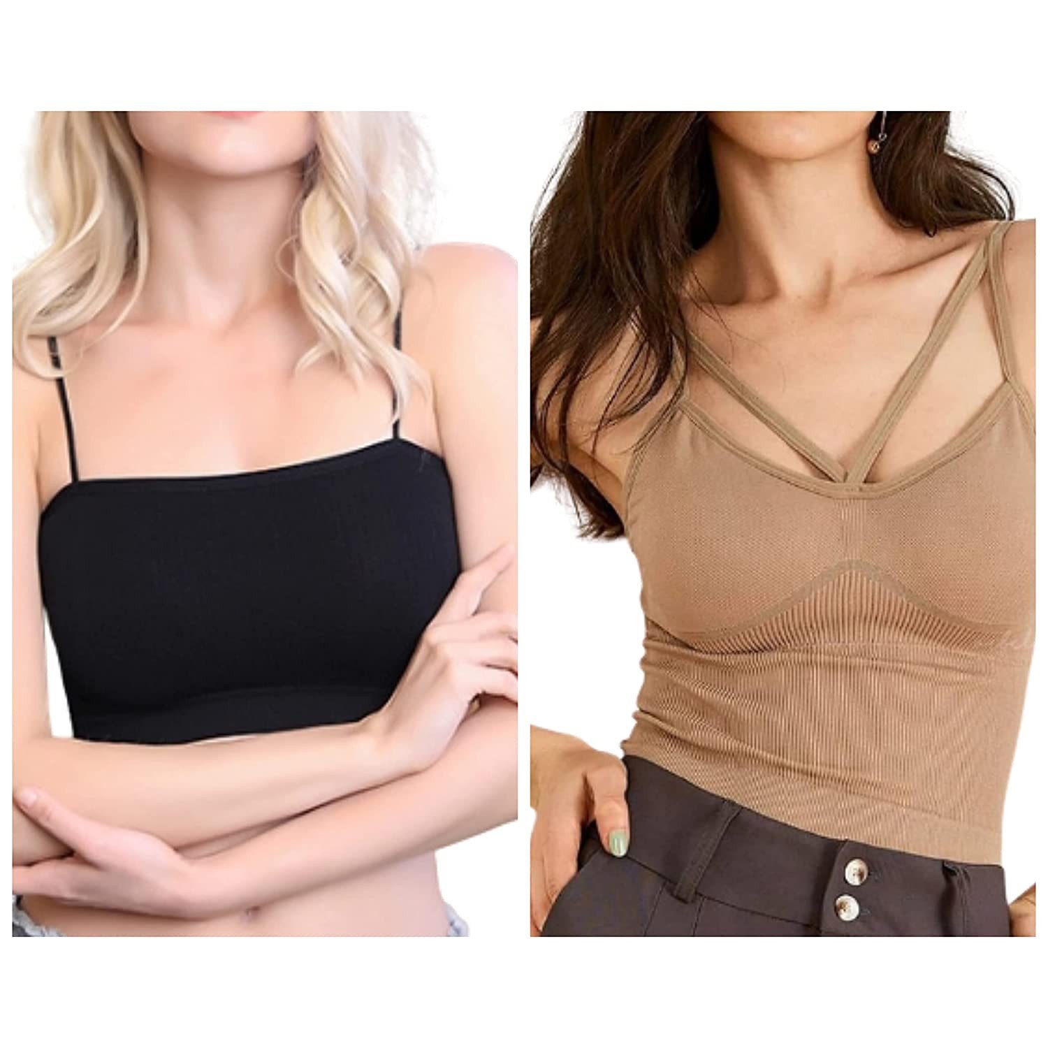 DAVINA FASHIONS Camisole Sports Yoga Tank top with Straps for Women's and Girls Free Size (26 to 34 Bust-Size) (Removable Pad)