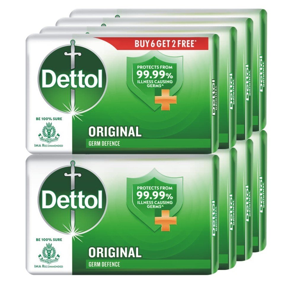 Dettol Original Soap (Buy 6 Get 2 Free)  (8 x 125 g)