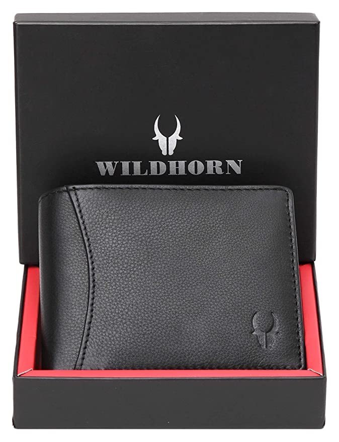 WILDHORN Wildhorn India Matte Black Leather Men's RFID Wallet (WH1173)