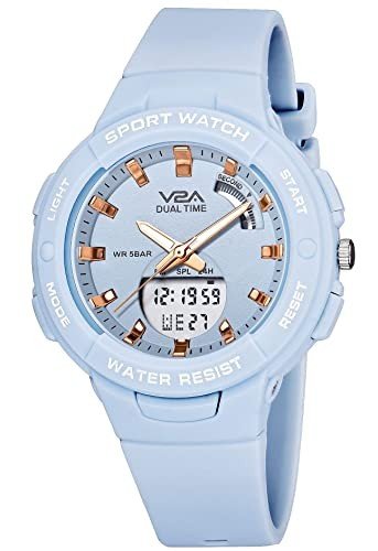 V2A Analog Digital Waterproof Fashion Sports Watch with Backlight Alarm Stopwatch for Women and Girls