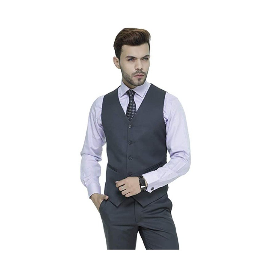00RA WITH AS LOGO Men Slim Fit Cotton Blend Waistcoat Half Jacket