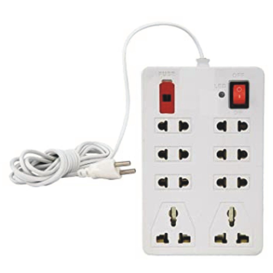 RL Enterprises power strip 8 Socket Extension Boards  (White)