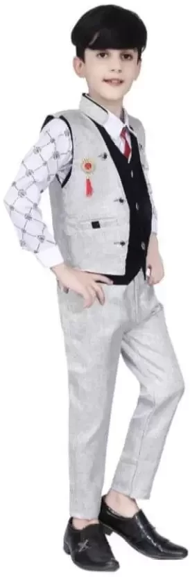 Boys Festive & Party Shirt, Waistcoat and Pant Set  (Multicolor Pack of 1)