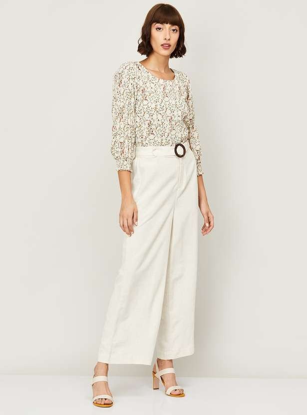 BOSSINI Women Solid Woven Palazzo Pants